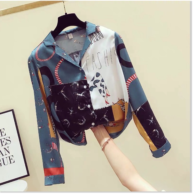 ÁO SƠ MI NỮ PHỐI HỌA TIẾT SANG TRONG TINH TẾ