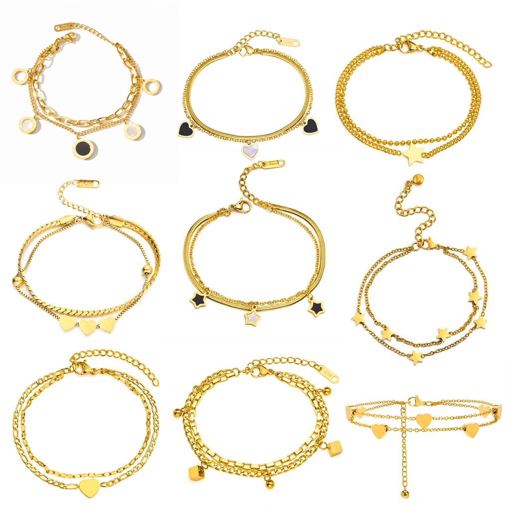 Vnox Vòng Đeo Tay Dây Xích Đôi Mạ Vàng Dành Cho Nữ