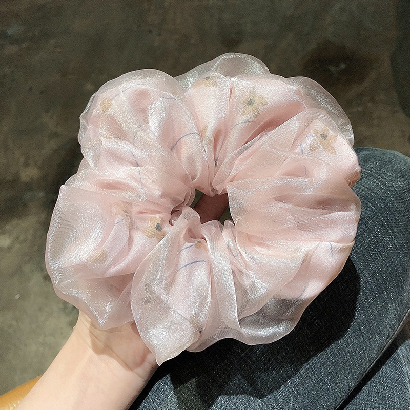 Dây buộc tóc vải lưới nhiều lớp họa tiết hoa đơn giản xinh xắn