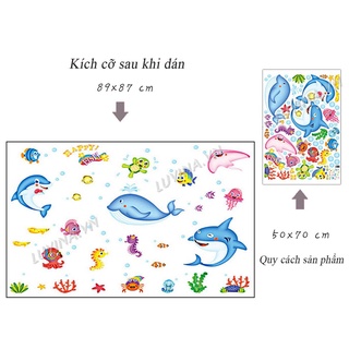 DECAL DÁN TƯỜNG ĐÀN CÁ SẮC MÀU