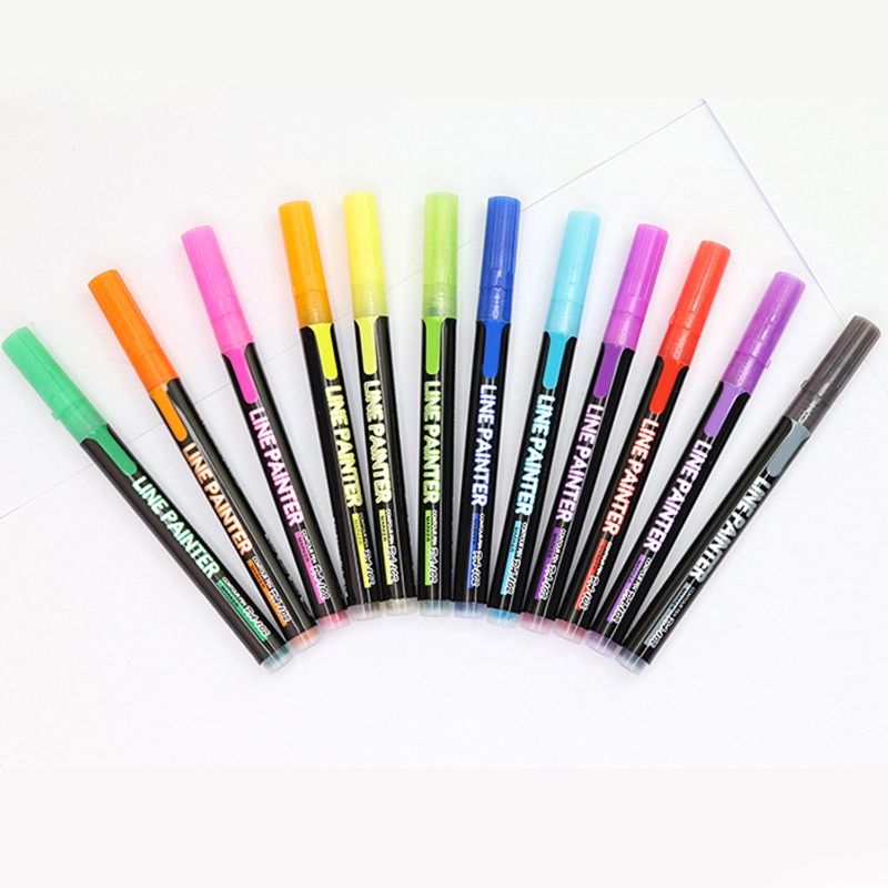 Bút Đánh Dấu Hai Đường Viền Kim Loại Dành Cho Trẻ Em Và Người Lớn