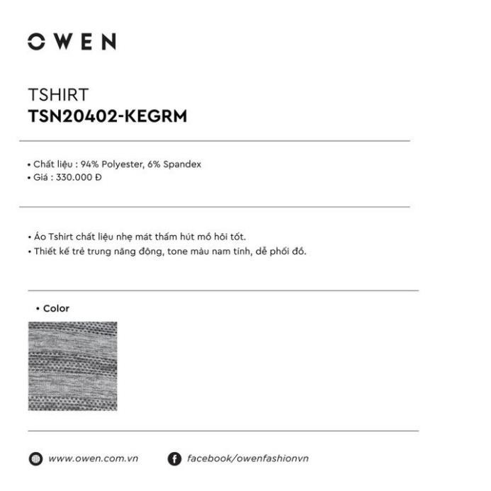 SALE [ Hàng chuẩn] . Áo thun cộc tay nam Owen TSN20402 -  Áo phông nam Cực Đẹp .1 . Đẹp . > . < . .