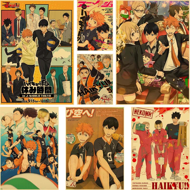 Tranh Treo Tường Hình Cầu Thủ Bóng Chuyền Haikyuu Poster Phim Hoạt Hình Nhật Bản
