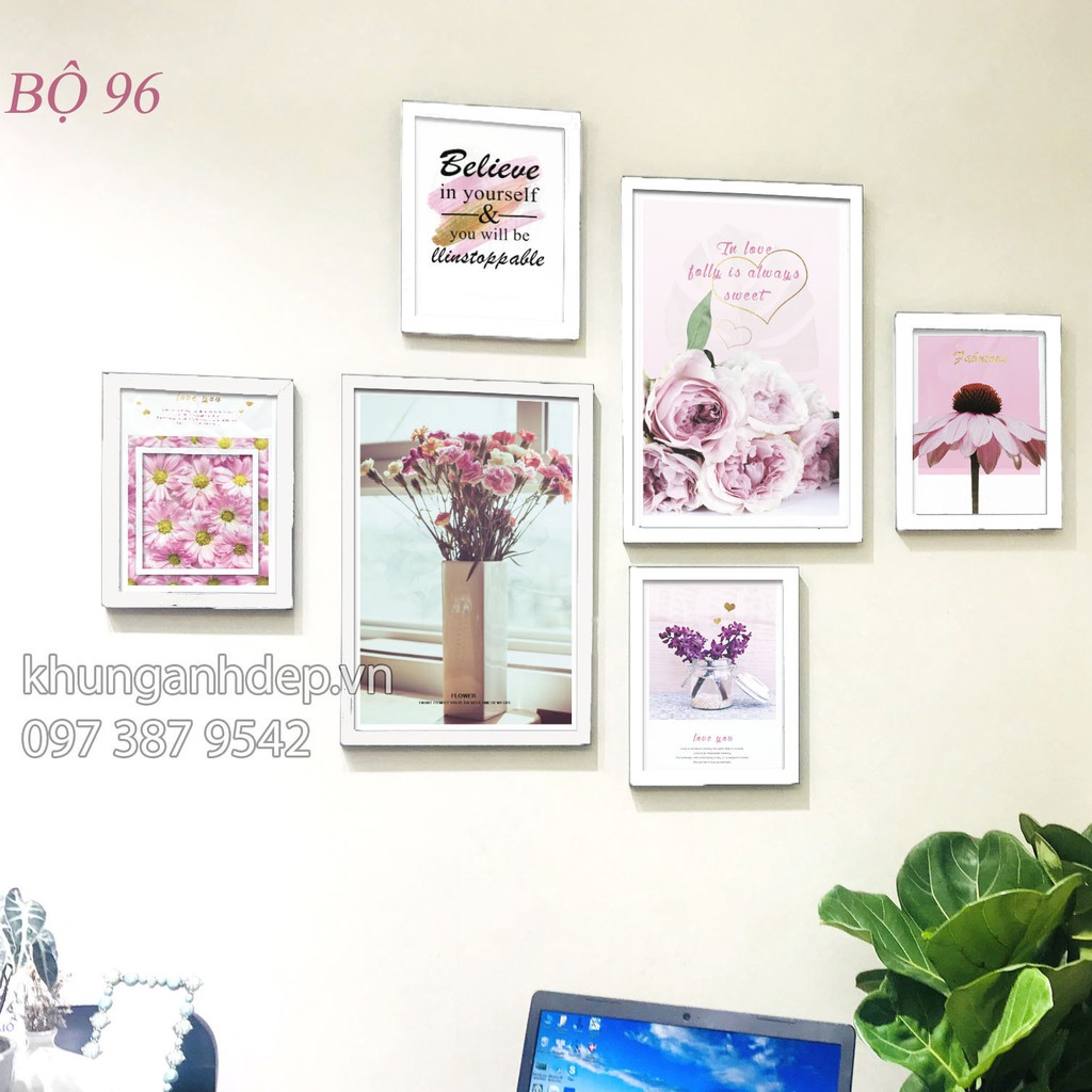 Khung ảnh treo tường kèm hình hoa i hình MS-096