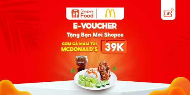 Mã giảm giá 39K khi mua Cơm Gà Tắm Mắm Tỏi McDonald's trên ShopeeFood tại ứng dụng Shopee