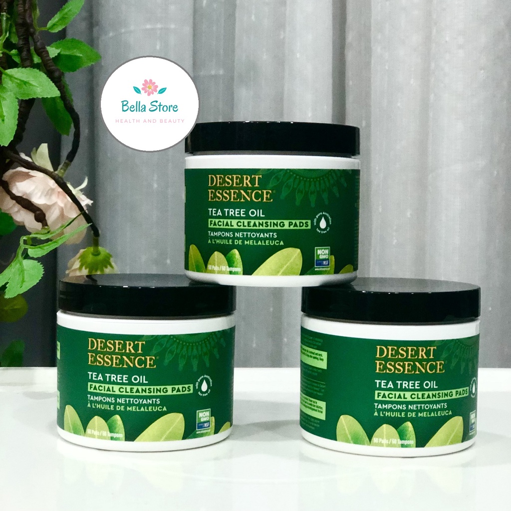 Miếng lau giảm mụn kiềm dầu Tea Tree Oil Cleansing Pads Desert Essence