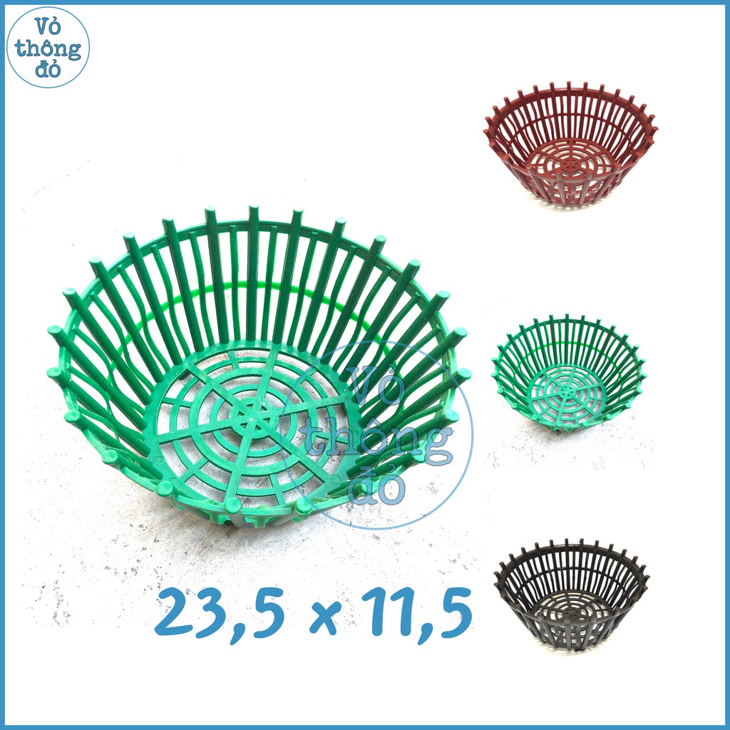 Chậu trồng lan - chậu nhựa giả gỗ 23,5 x 11,5cm