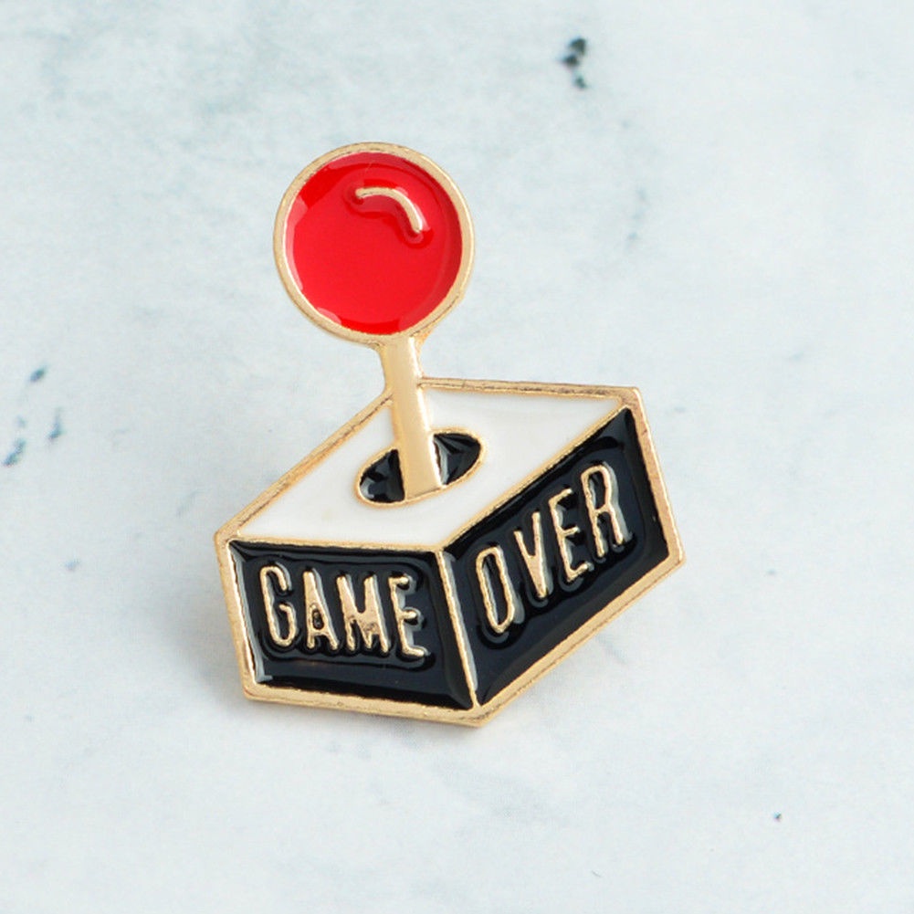 YOML✔Game Over Joystick Enamel Badge Collar Lapel Brooch Pin Clothes Jewelry Decor