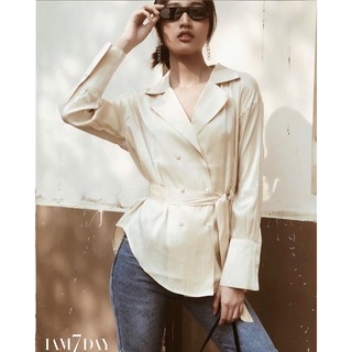 Áo somi lụa belt
