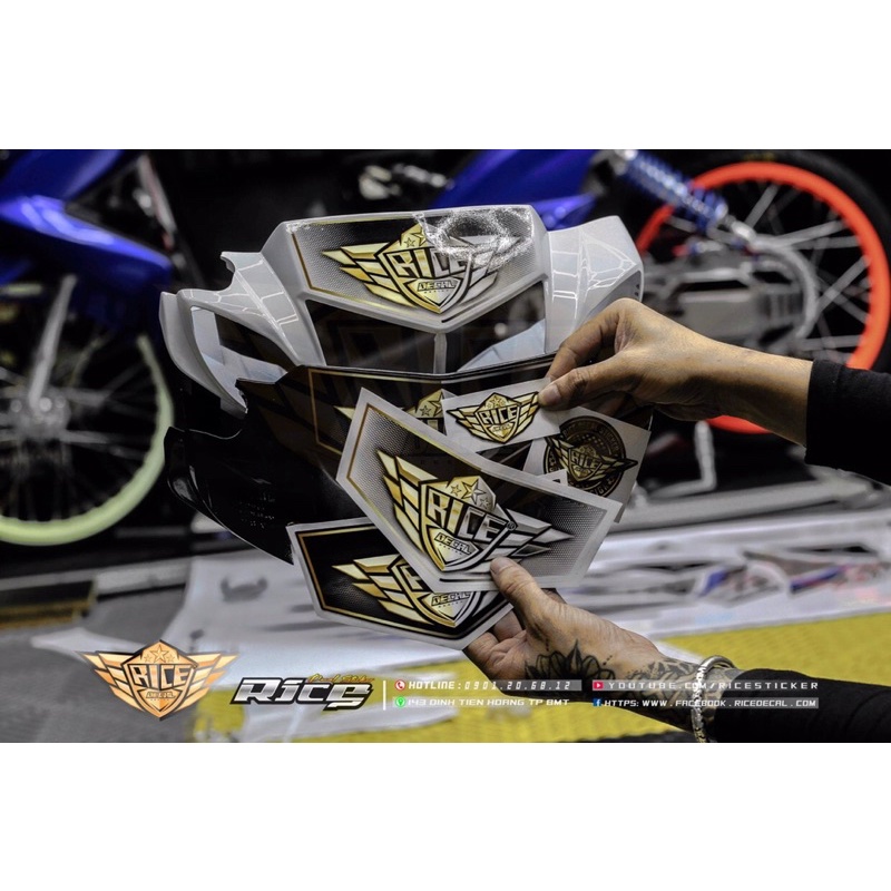 Tem Ricedecal®️ Dán đầu Srirus hello  Mẫu 2