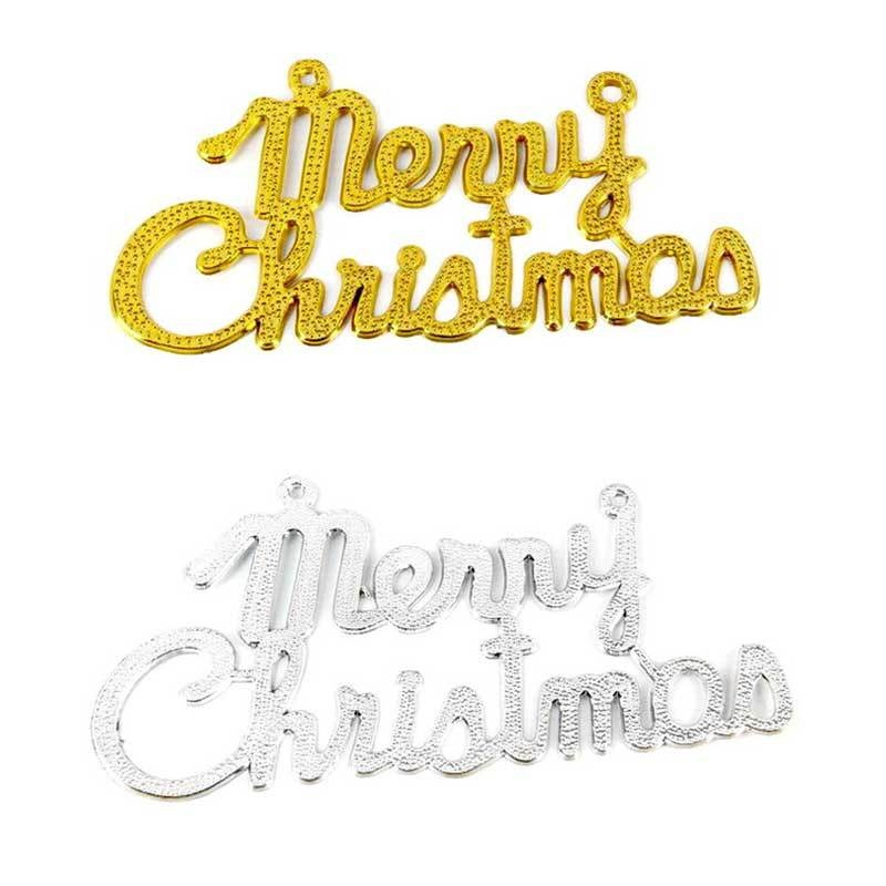 Phụ Kiện Treo Trang Trí Cây Thông Giáng Sinh Chữ Merry Christmas Bằng Nhựa