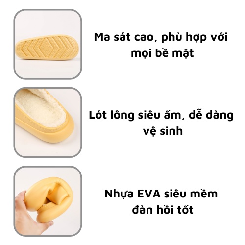 Dép lót lông đi trong nhà giữ nhiệt chất liệu EVA siêu nhẹ TC88 Tacostore