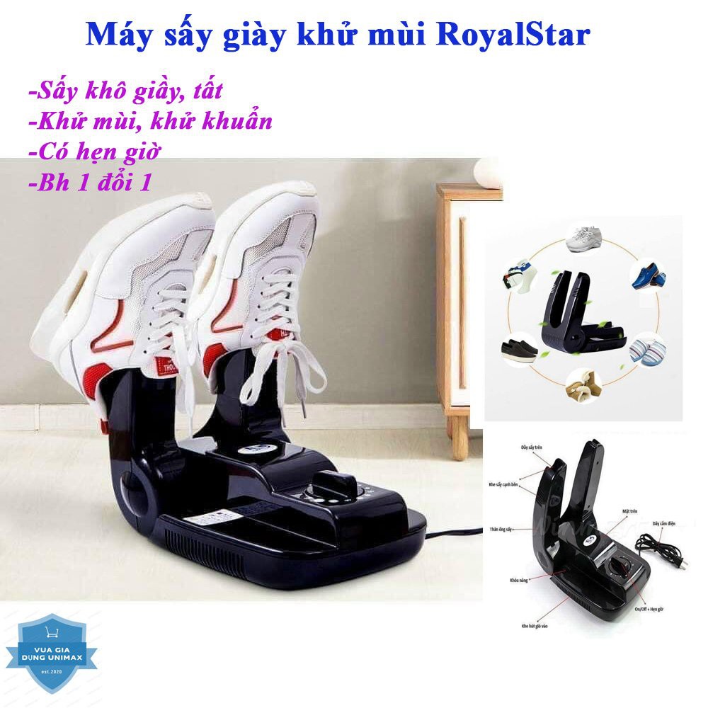 (BH 1 đổi 1) MÁY SẤY GIẦY KHỬ MÙI HIỆU QUẢ RoyalStar công suất 200W tự động sấy, có hẹn giờ an toàn hiểu quả