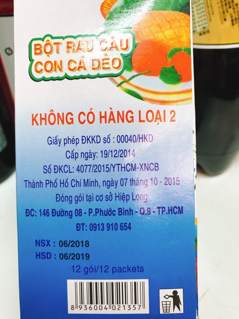 [Mã 77FMCGSALE1 giảm 10% đơn 250K] Bột rau câu con cá dẻo Hiệp Long (hộp 12 gói) | BigBuy360 - bigbuy360.vn