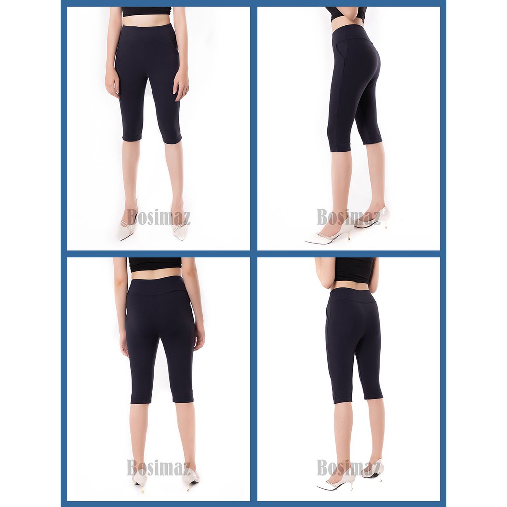 Quần Legging Ngố Bosimaz MS381 túi trước màu đen cao cấp, thun co giãn 4 chiều, vải đẹp dày, thoáng mát không xù lông. | BigBuy360 - bigbuy360.vn