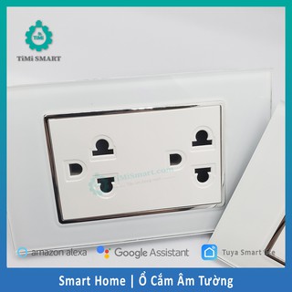 Ổ Cắm Điện Âm Tường Đôi 3 Chấu Mặt Kính Cường Lực (Mẫu mới 2023)
