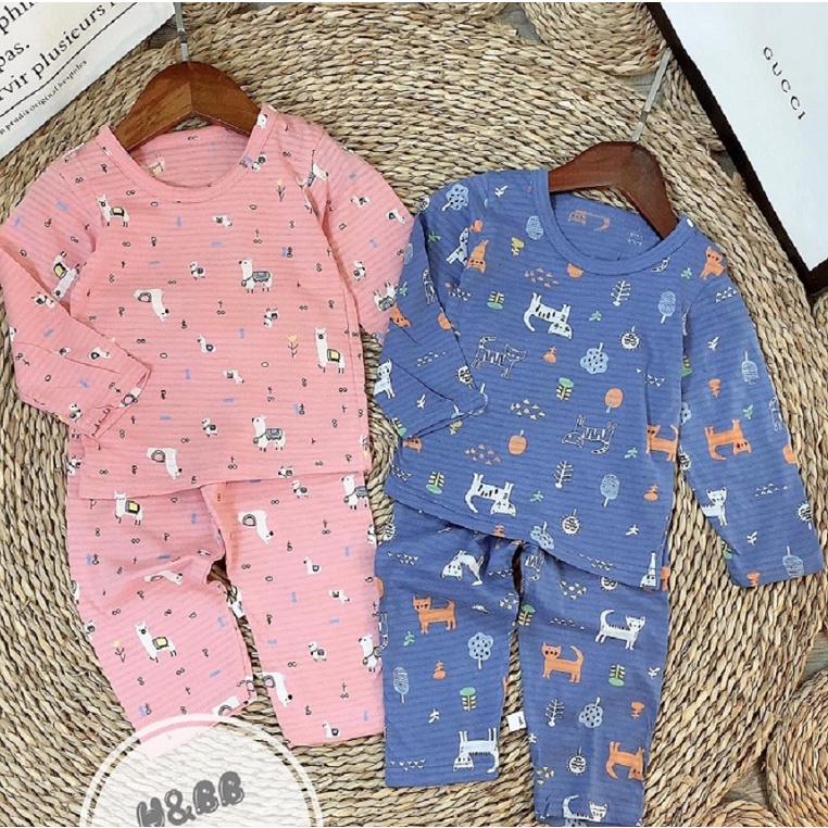 Bộ thu đông dài tay sợi tre họa tiết QC cực kỳ xinh yêu, chất siêu đẹp cho bé 10-20kg( túi zip)