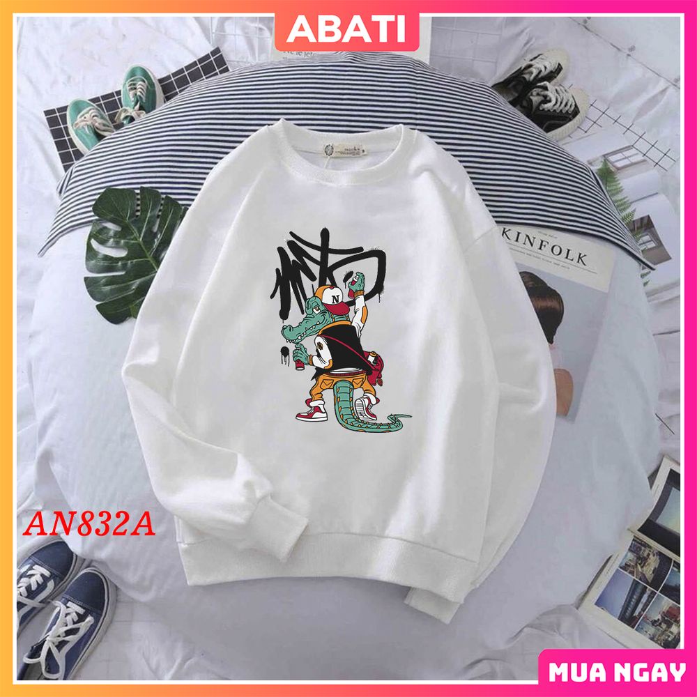 Áo sweater nỉ nam nữ fom rộng phong cách hàn quốc  ABATI  Áo thu đông vải nỉ mềm mịn ấm áp đường may tỉ mỉ