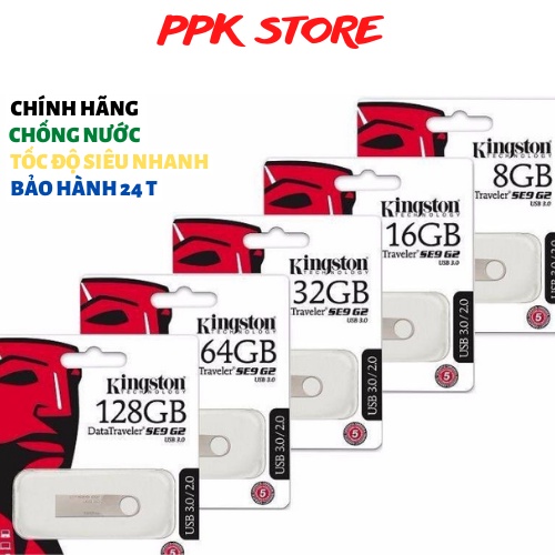 USB Kingston SE9 2Gb/4Gb/8Gb/16Gb/32Gb/64Gb USB chống nước 2.0 – Bảo hành 24 tháng