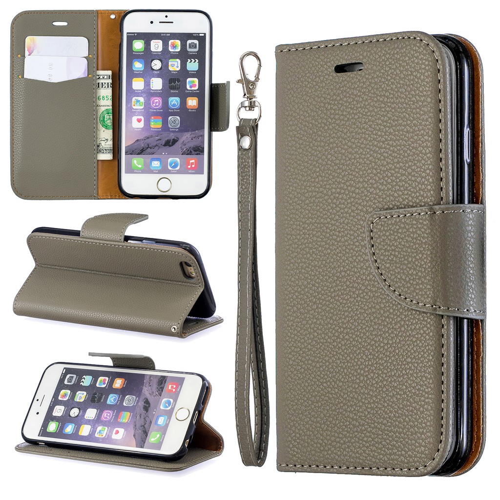 Bao da điện thoại dạng ví dây đeo cho iPhone 6/6S/6 Plus/6S Plus | BigBuy360 - bigbuy360.vn