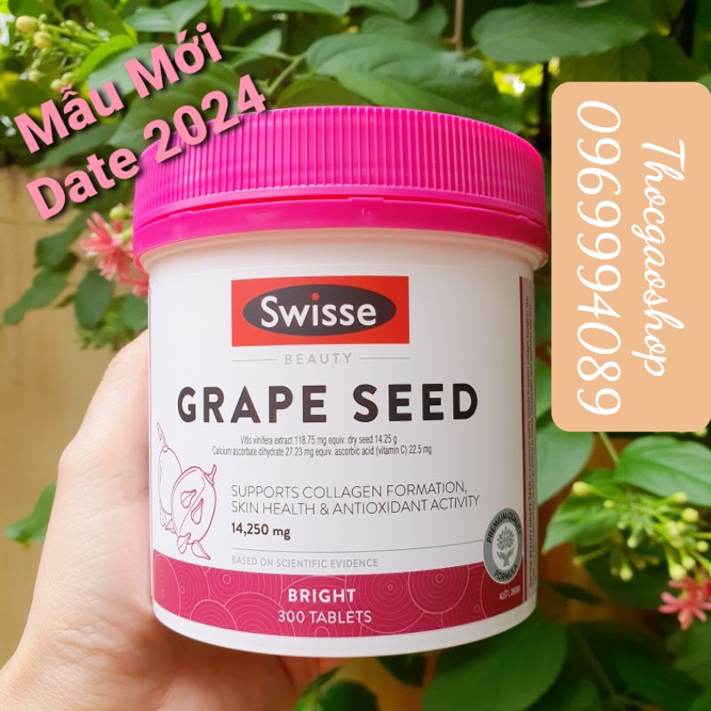 Tinh chất hạt nho swisse 300 viên hàm lượng cao, swisse grape seed 14250mg 300 viên úc, trắng da, chậm lão hóa TGS8989