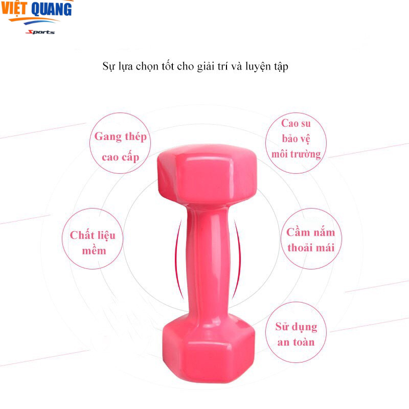 Bộ Tạ Tay Nữ 3kg Bọc Cao Su Tập Gym  Màu Ngẫu Nhiên