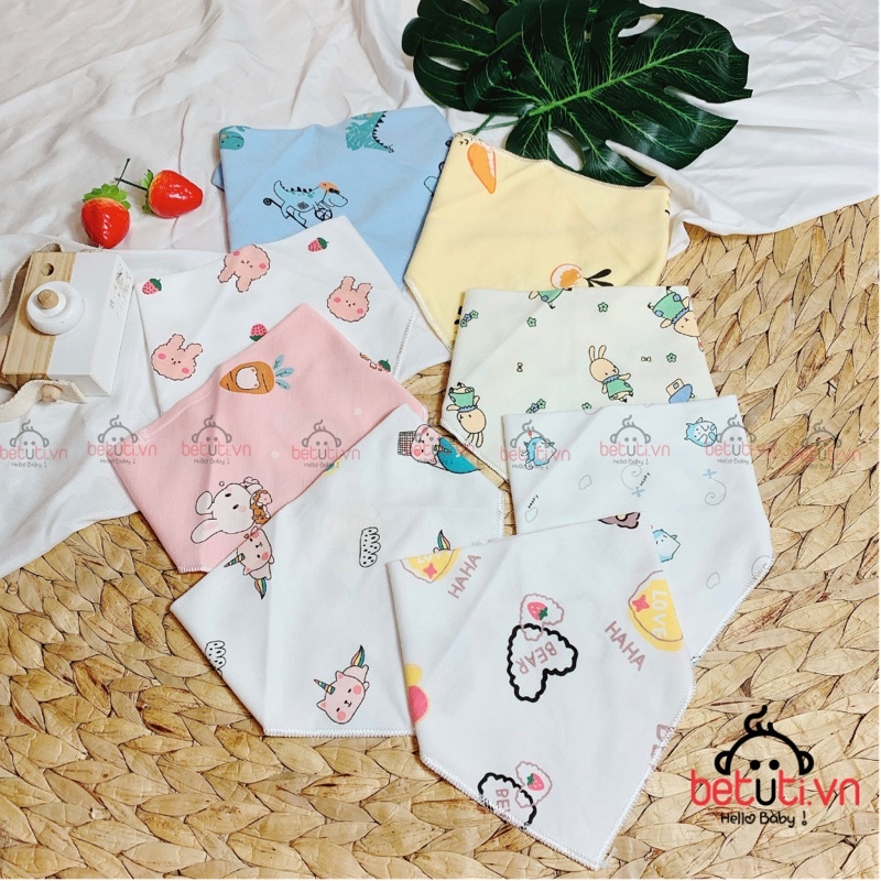 Yếm tam giác cho bé, yếm cotton cúc bấm