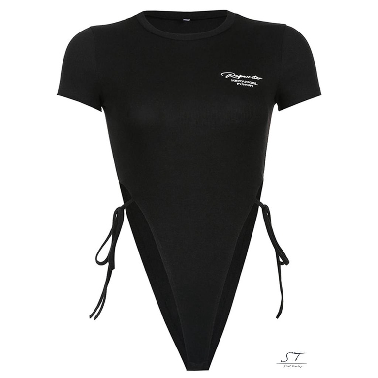 Bộ Áo Liền Quần Tay Ngắn Cổ Tròn In Chữ Vừa Vặn CY03- Dành Cho Nữ