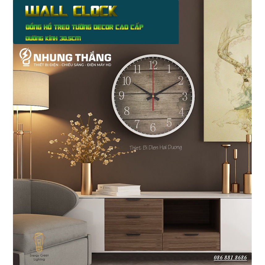 Đồng Hồ Treo Tường DH-9211 - Decor Phong Cách Vintage , Cổ Điển - Đường Kính 30.5CM