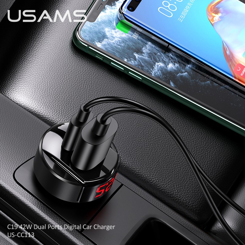 USAMS C19 Bộ Sạc Điện Thoại Trên Xe Hơi 42w for IPHONE OPPO SAMSUNG HUAWEI VIVO XIAOMI