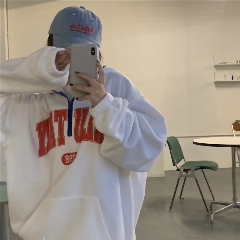 Áo hoodie tay dài in chữ phong cách retro | BigBuy360 - bigbuy360.vn