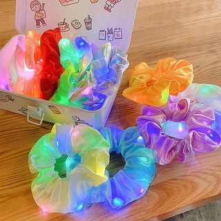 🍑 《Có Sẵn》 Dây Buộc Tóc Scrunchies Có Gắn Đèn Led Phát Sáng Siêu Xinh