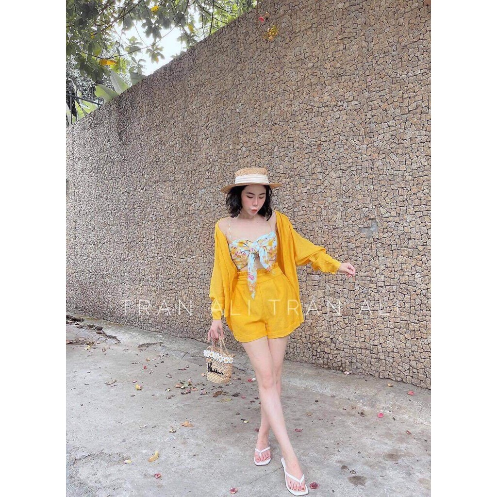 Set 3 Món Quần Short Đi Biển Kèm Cúp Ngực Cực Chất