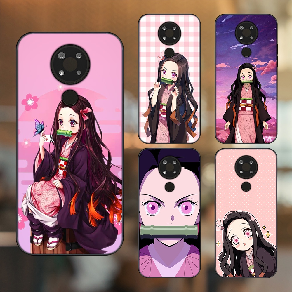 Ốp lưng Nokia 3.4 viền đen in hình Nezuko Kimetsu no Yaiba