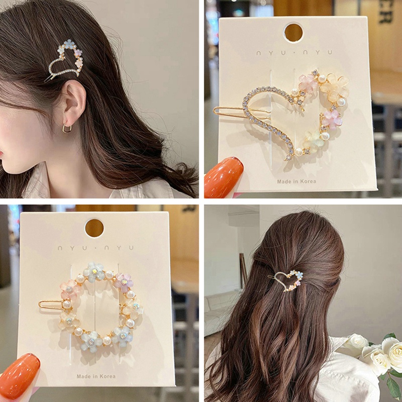 Net Korea Dongdaemun Crystal Hair Clip Side Clip Girly Korean Style Geometric Clip Bangs Clip Ladies Accessories Fashion Accessories Temperament Headdress