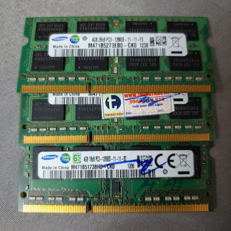 Ram Laptop 4GB, DDR3 bus 1600MHz (pc3-12800s) hàng zin tháo máy chính hãng, bảo hành 3 năm