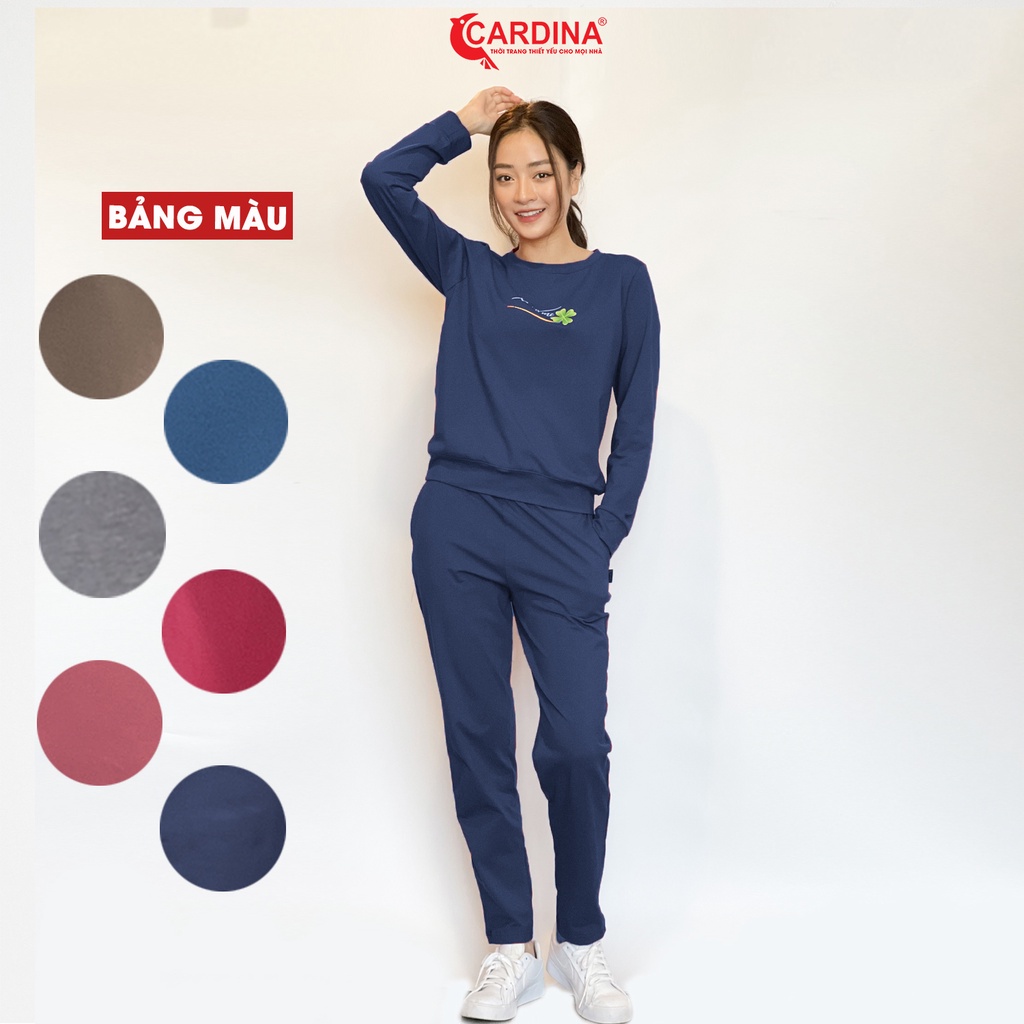 Bộ Thu Đông Nữ CARDINA Chất Cotton Cao Cấp Dáng Thể Thao Họa Tiết In Chữ  1BT10.