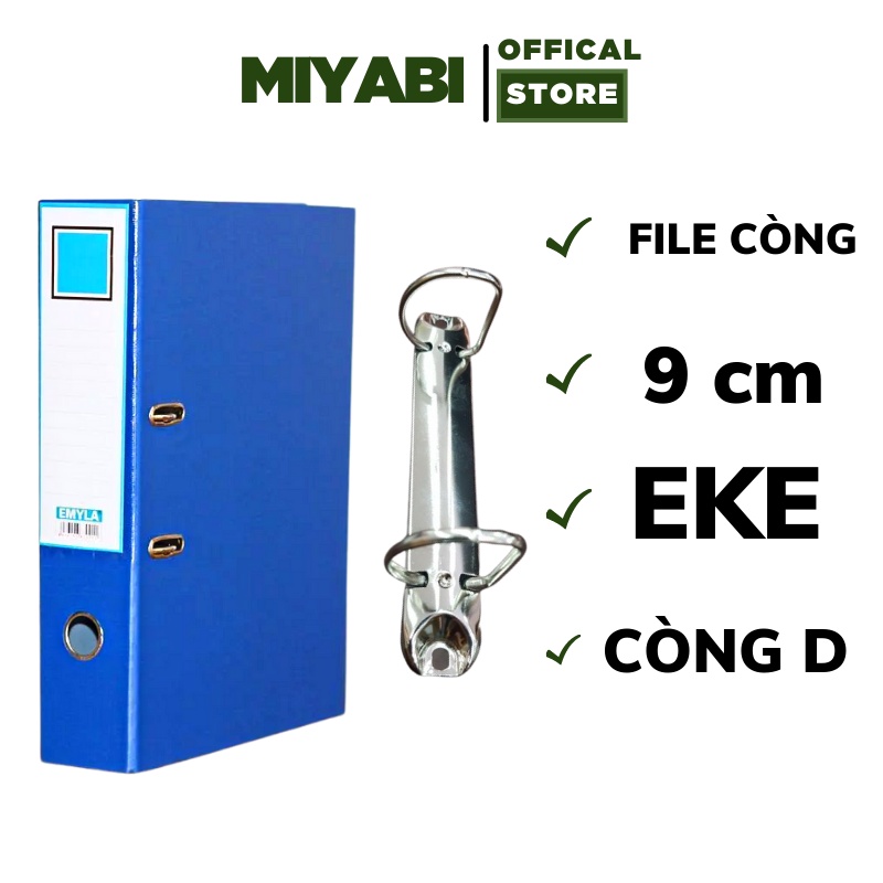 Bìa đựng tài liệu A4 văn phòng phẩm - File còng bật 9cm EKE - màu xanh dương - 1 cái - File càng cua - MIYABI STORE