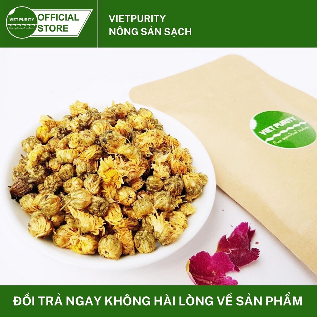 Trà nụ hoa cúc sấy khô 50g ngon sạch Vietpurity, trà hoa thảo mộc organic giúp an thần, tăng cường sức đề kháng