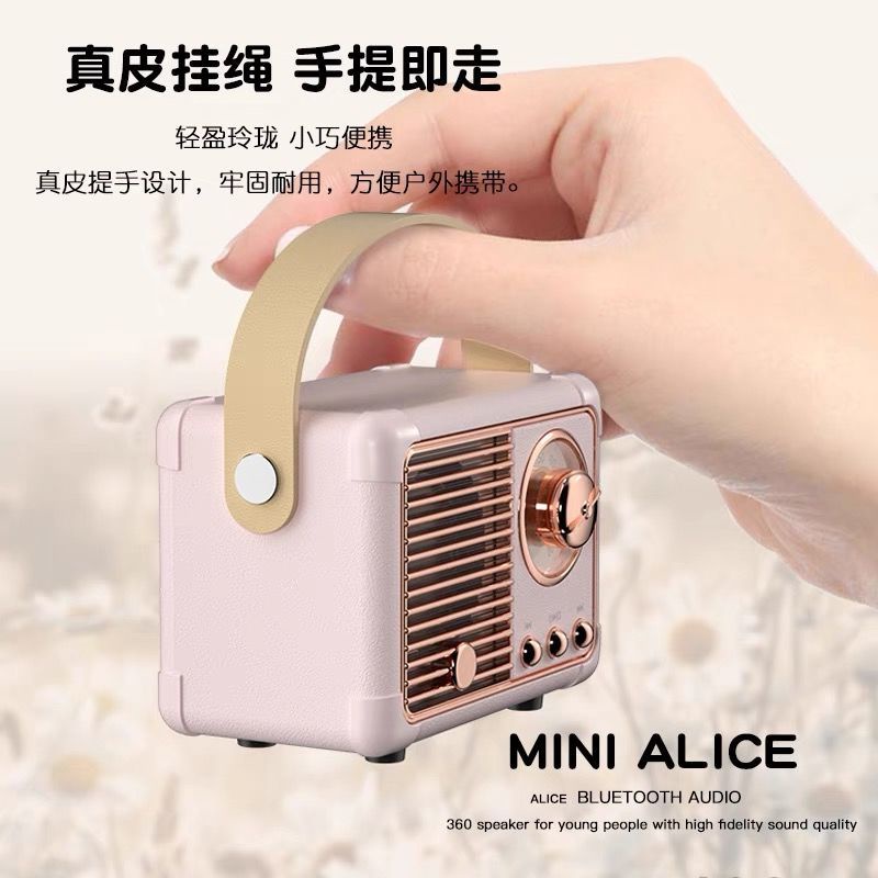 Loa Bluetooth Không Dây Mini Alice Phong Cách Retro Chất Lượng Cao