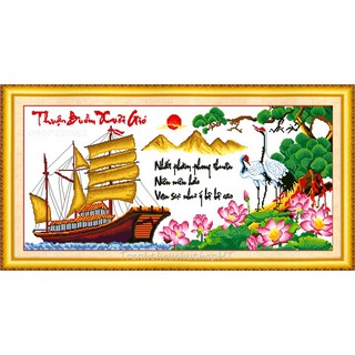 Tranh thêu chữ thập thuận buồm xuôi gió 116*54cm LV3265 - tự thêu (thêu kín)