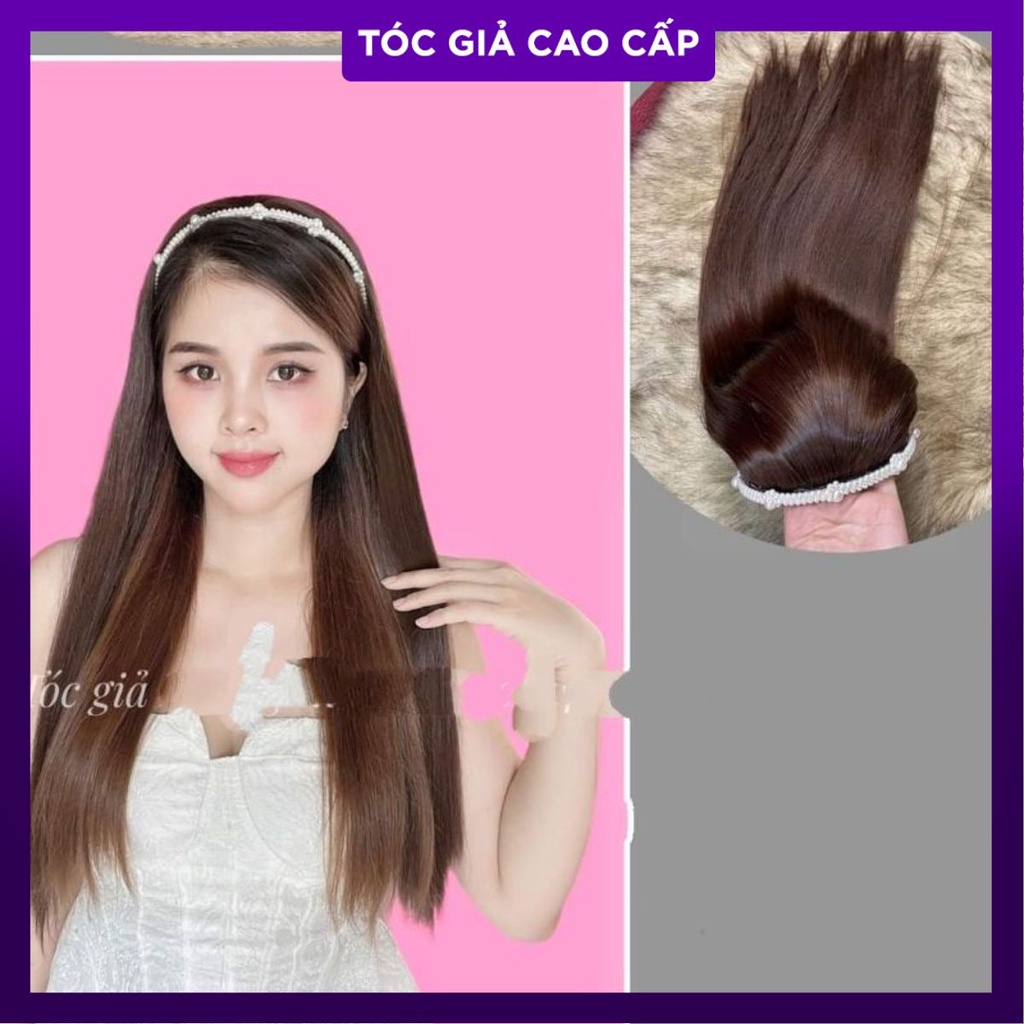 tóc giả nữa đầu đính cài ngọc xinh