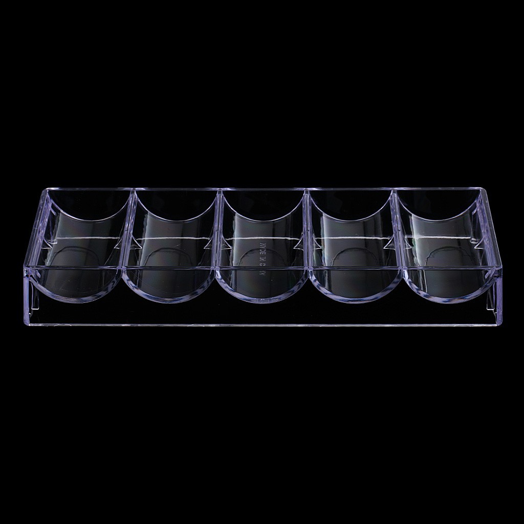 Khay nhựa trong suốt đựng 100 chip Poker có nắp, Plastic Tray Cover 5 rãnh đựng phỉnh pocker - 1996V Poker Shop