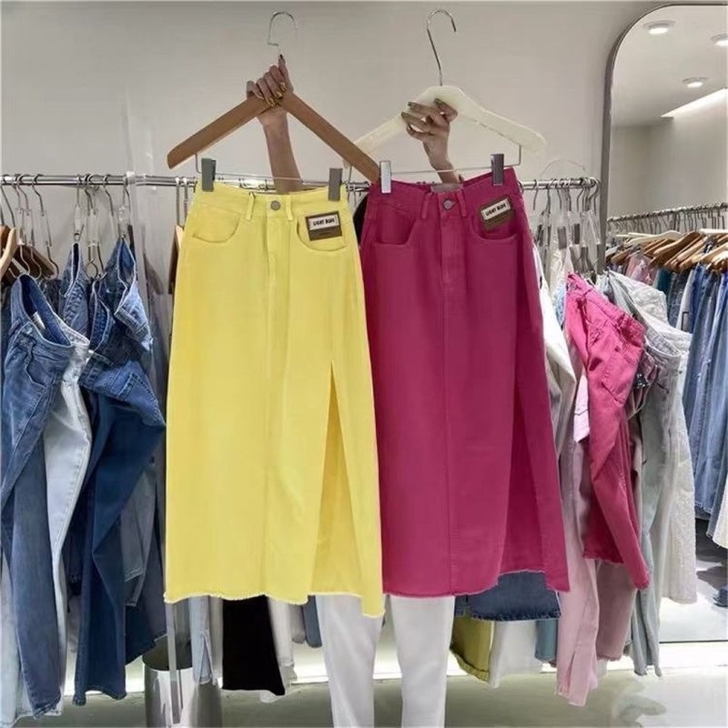 Chân váy jean Dáng Chữ A Lưng Cao Thiết Kế Mới Thời Trang Mùa Hè Cho Nữ