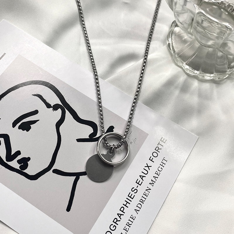 Dây Chuyền Thép Titan Phối Mặt Nhẫn Phong Cách Hip Hop