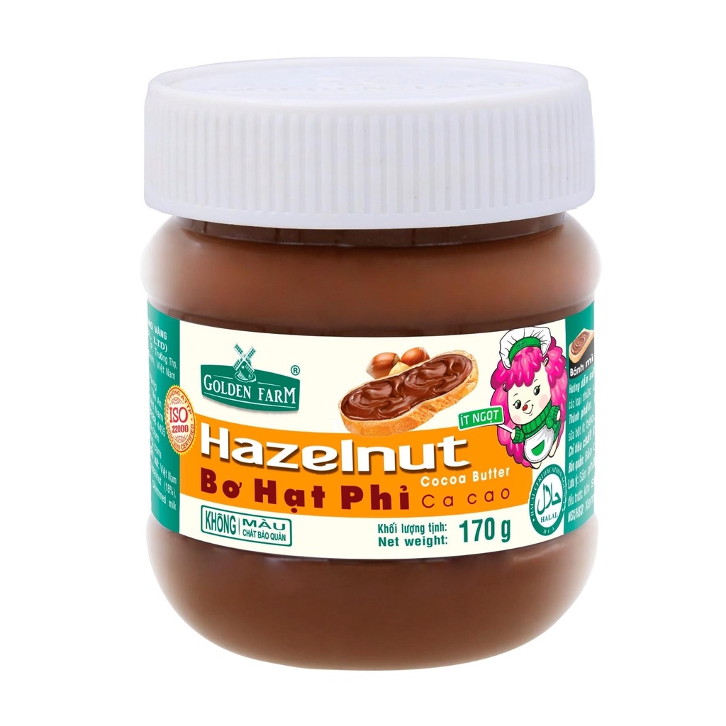 Bơ hạt phỉ Golden Farm hũ 170g/340g