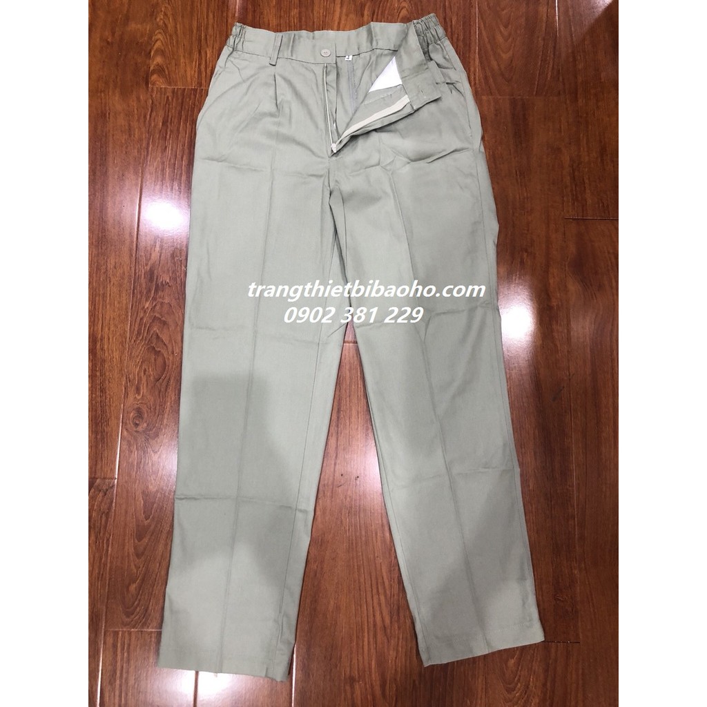 Quần áo kỹ sư, công nhân ghi xám vải kaki liên doanh - hình thật đủ size