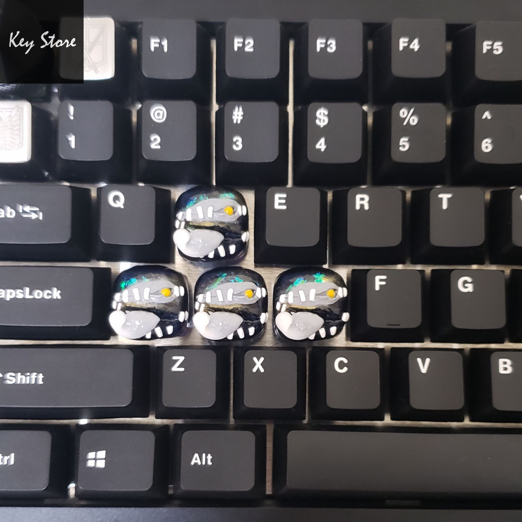 Nút bàn phím cơ artisan keycap voodoo màu đen xám có xuyên led