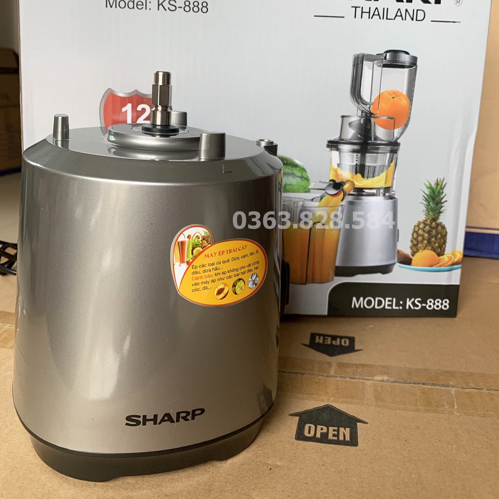 Máy Ép Chậm SHARP, Máy Ép Trái Cây SHARP KS-888, Công suất lớn ép siêu kiệt bã - dễ tháo lắp, vệ sinh, Hàng Chính Hãng