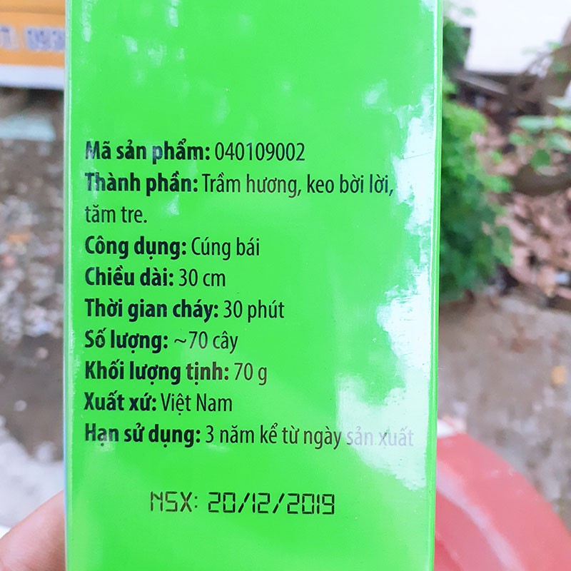 Nhang Xanh Trầm Hương [HỘP 70G] nhang sạch làm từ 100% thiên nhiên, an toàn cho sức khỏe cả gia đình